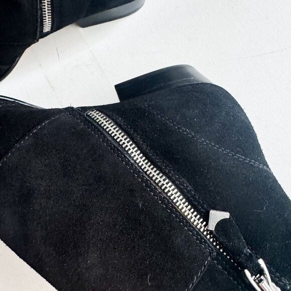 Zara Black Suede Buckle Detail Short Booties 40 - Picture 9 of 9